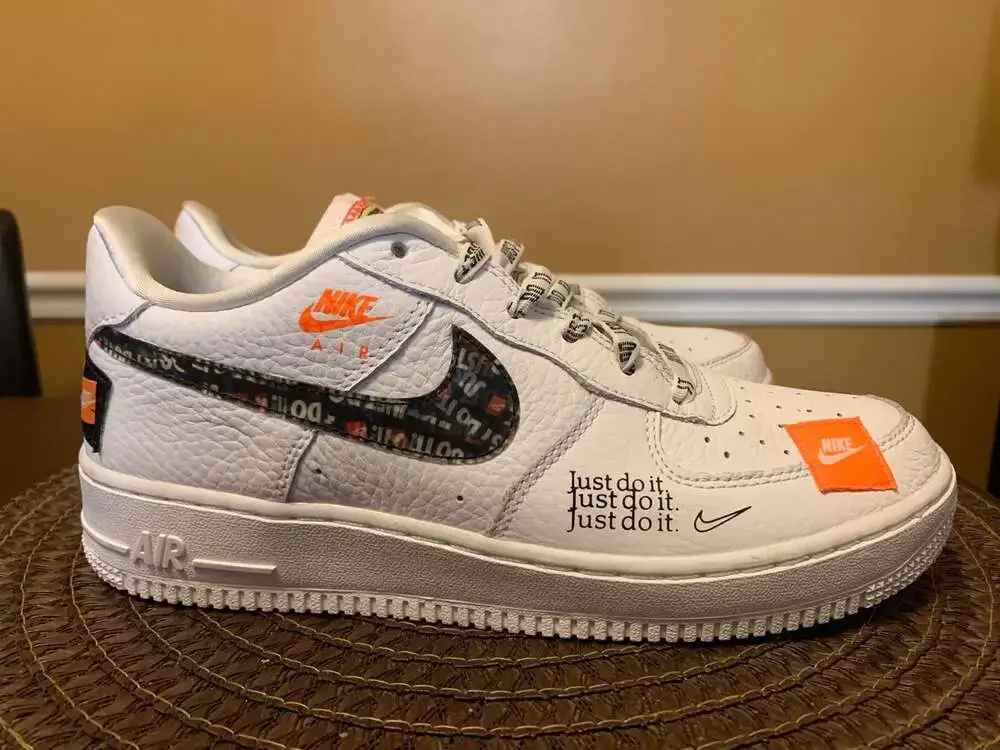 Nike Air Force 1 '07 PRM JDI 'Just Do It' White/Black-Total Orange 6.5Y